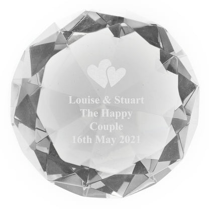 Personalised Heart Motif Diamond Paperweight - image 2