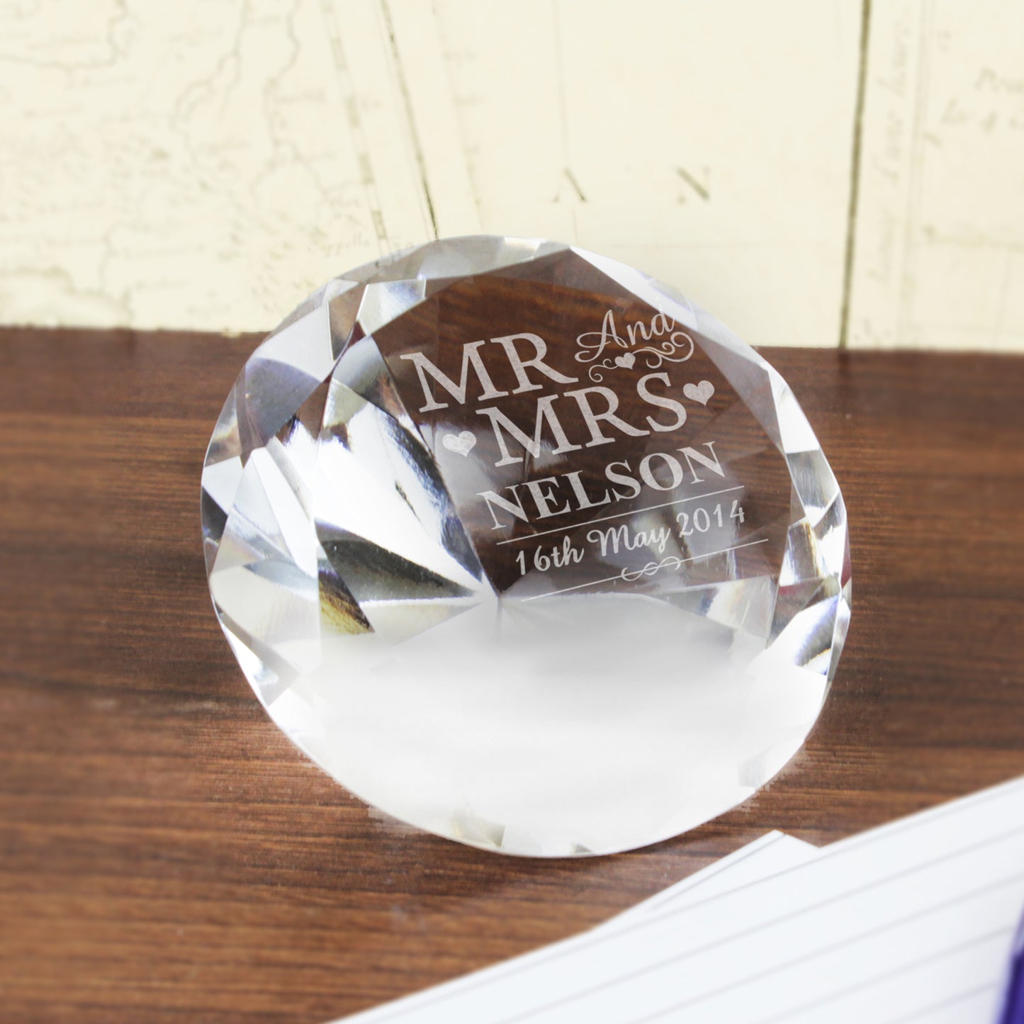 Personalised Mr & Mrs Diamond Paperweight from Heartfelt Gifts