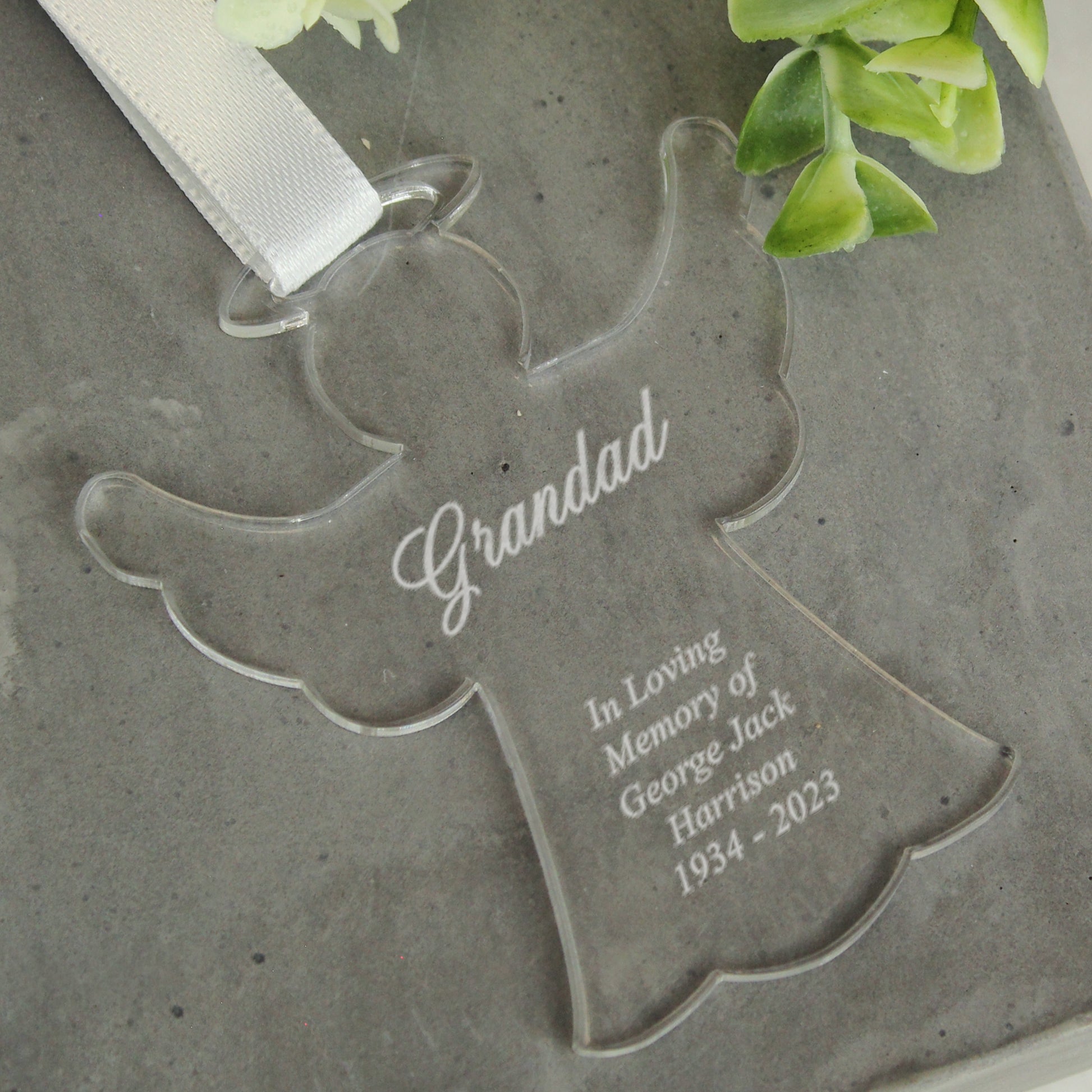 Personalised Acrylic Angel Decoration from Heartfelt Gifts