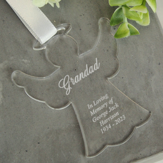 Personalised Acrylic Angel Decoration from Heartfelt Gifts