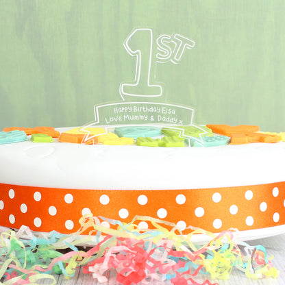 Personalised Acrylic '1st' Celebration Cake Topper from Heartfelt Gifts