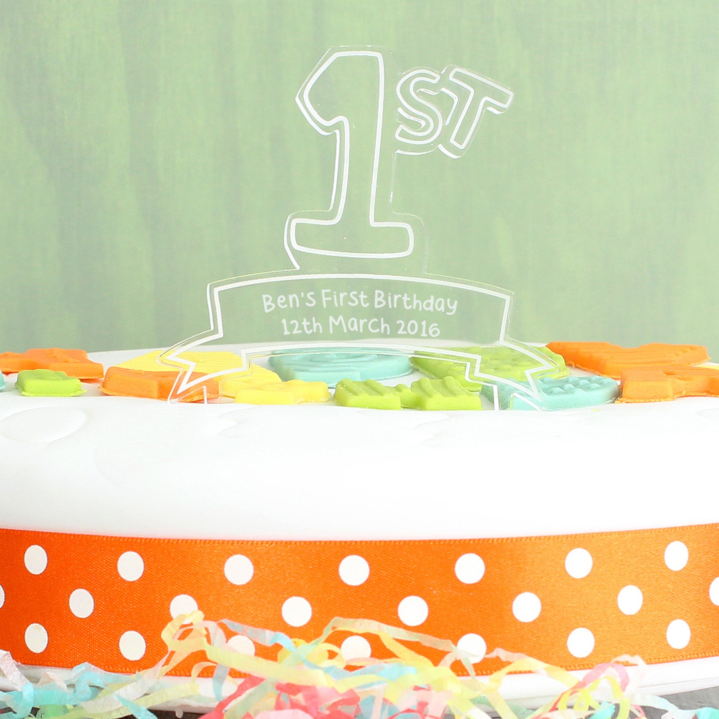Personalised Acrylic '1st' Celebration Cake Topper - image 2