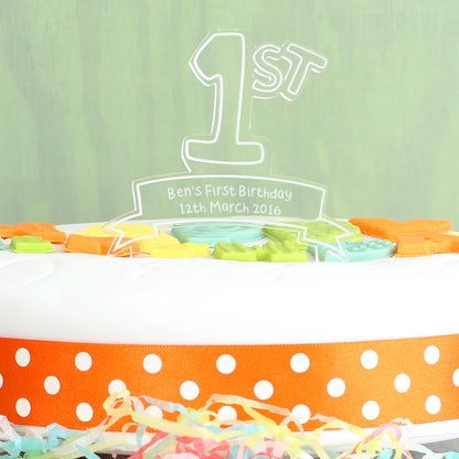 Personalised Acrylic '1st' Celebration Cake Topper - image 2