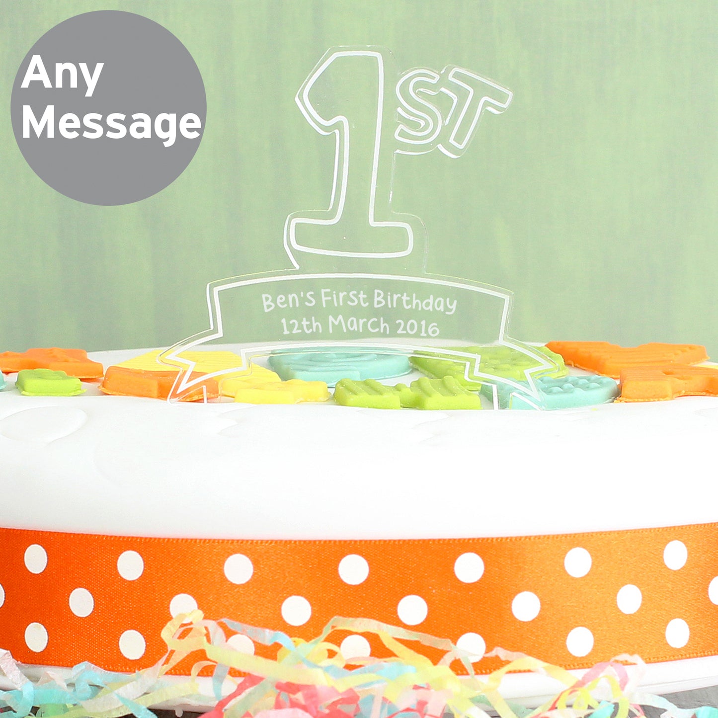 Personalised Acrylic '1st' Celebration Cake Topper - image 3