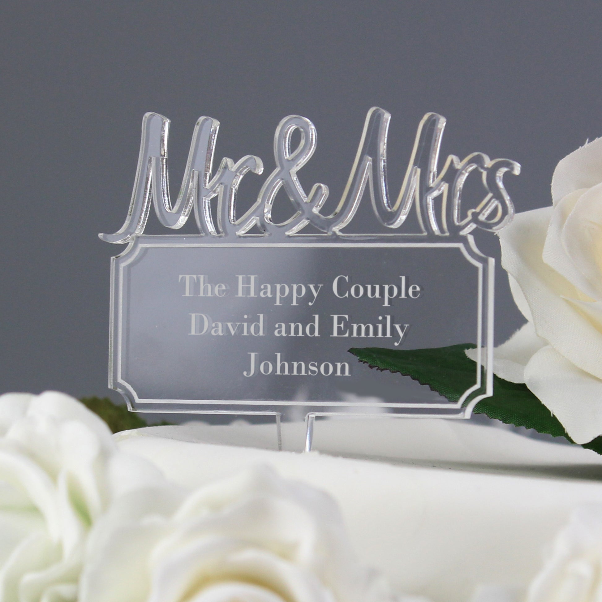 Personalised Mr & Mrs Plaque Acrylic Cake Topper from Heartfelt Gifts