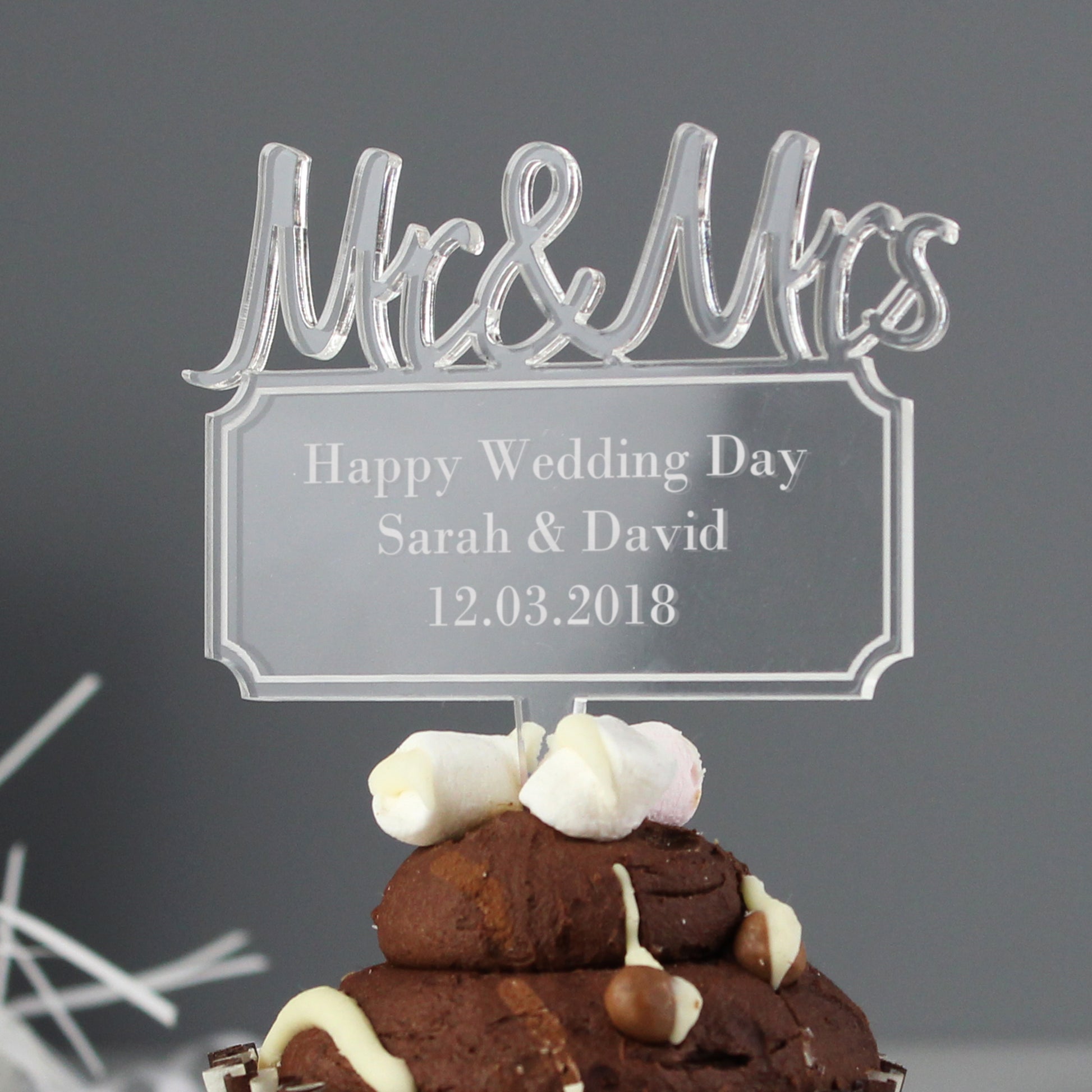 Personalised Mr & Mrs Plaque Acrylic Cake Topper - image 3