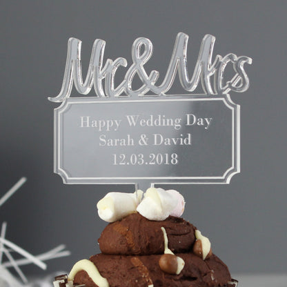 Personalised Mr & Mrs Plaque Acrylic Cake Topper - image 3