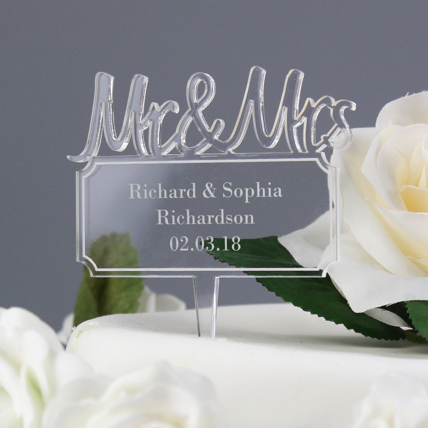 Personalised Mr & Mrs Plaque Acrylic Cake Topper - image 4