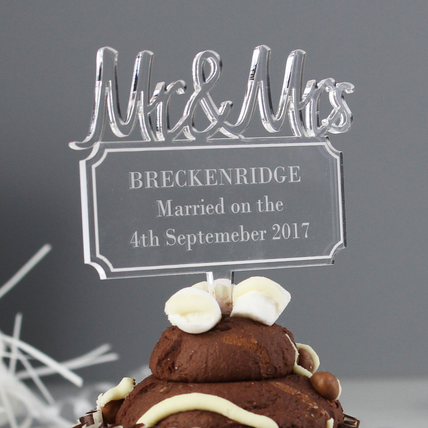 Personalised Mr & Mrs Plaque Acrylic Cake Topper - image 5