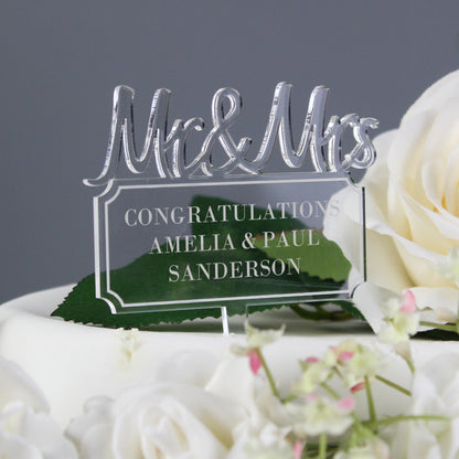 Personalised Mr & Mrs Plaque Acrylic Cake Topper - image 6