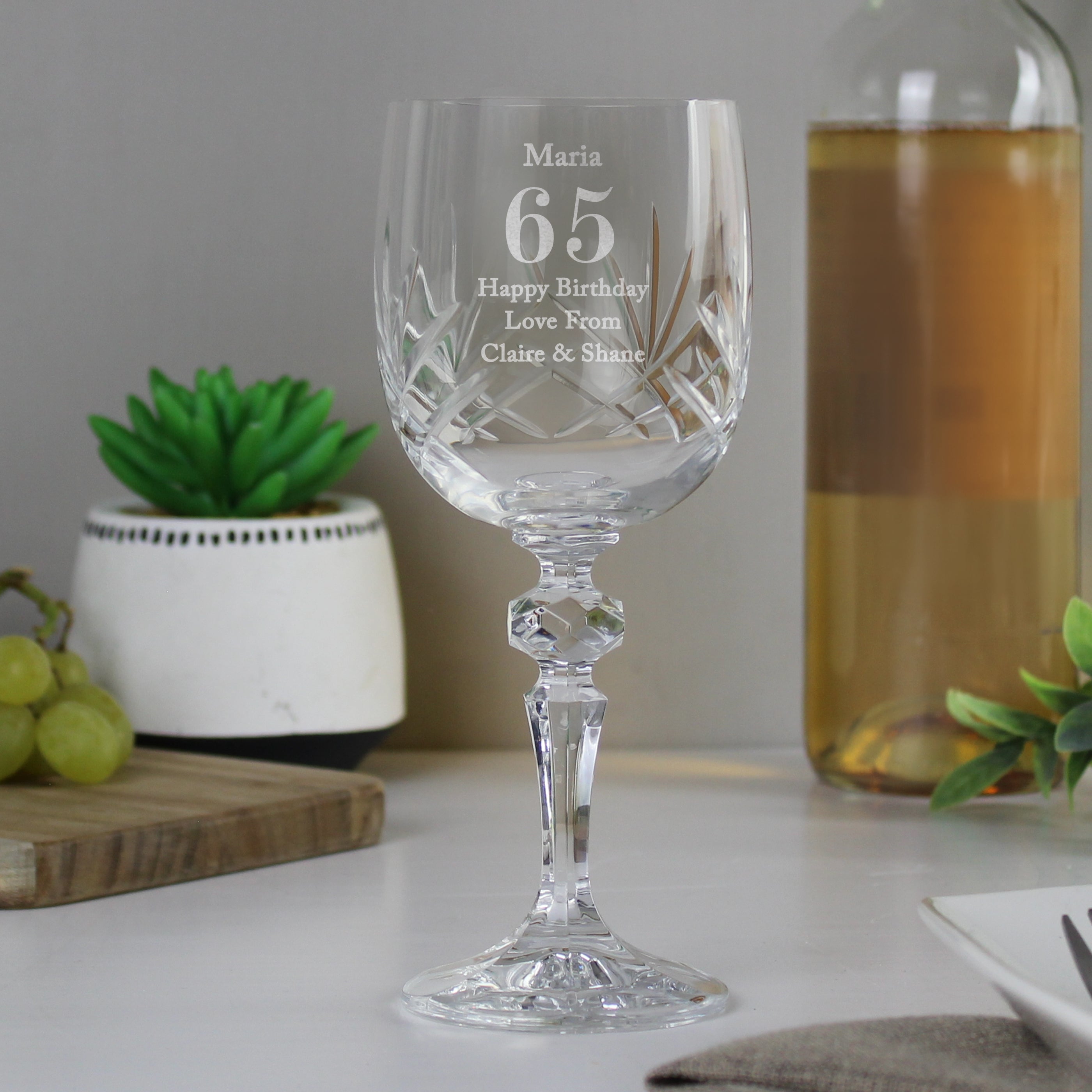 Personalised Big Age Cut Crystal Wine Glass from Heartfelt Gifts
