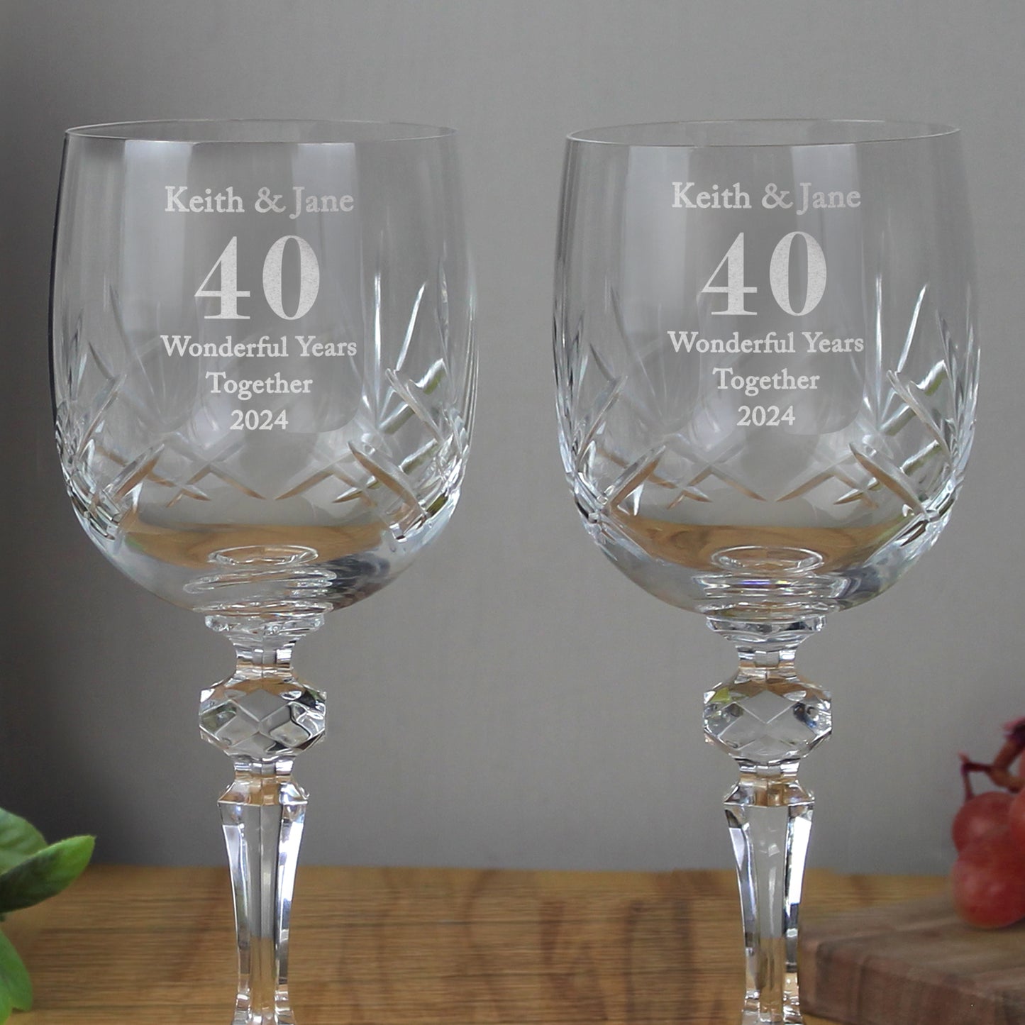 Personalised Anniversary Pair of Crystal Wine Glasses - image 2