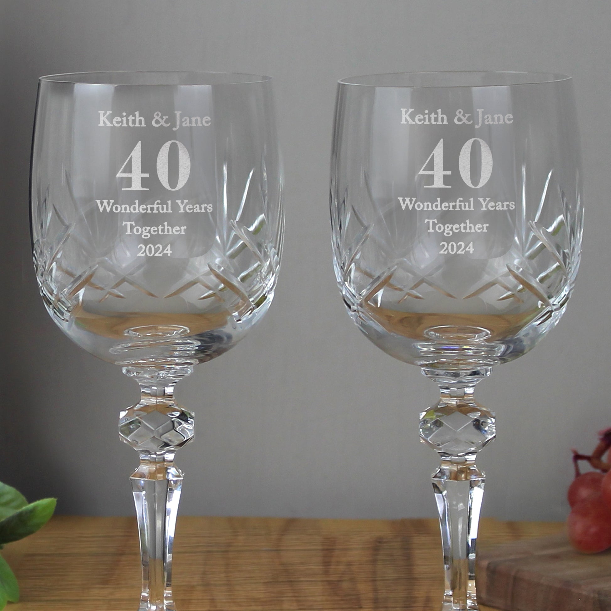 Personalised Anniversary Pair of Crystal Wine Glasses - image 2