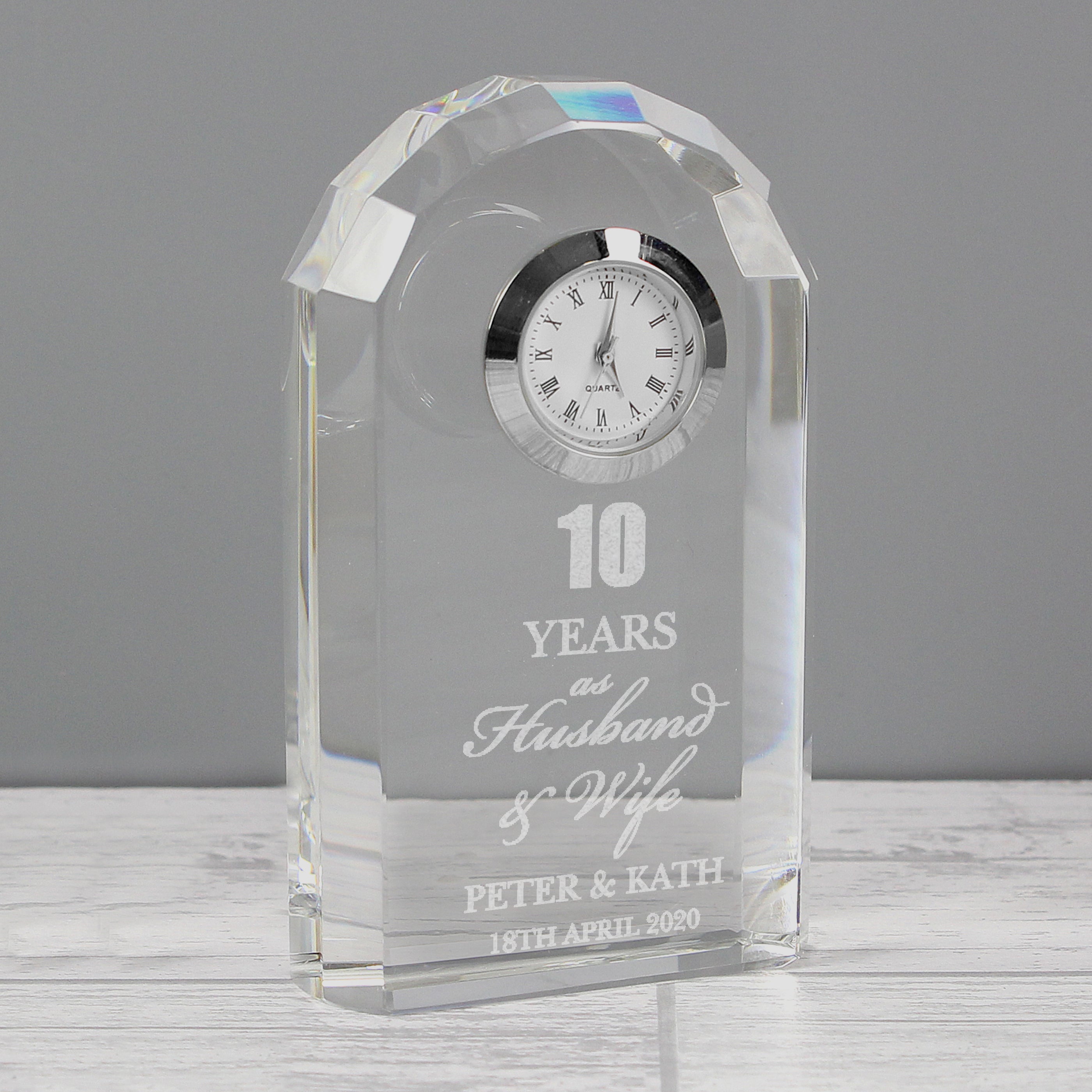 Personalised Anniversary Crystal Clock from Heartfelt Gifts