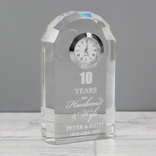 Personalised Anniversary Crystal Clock from Heartfelt Gifts