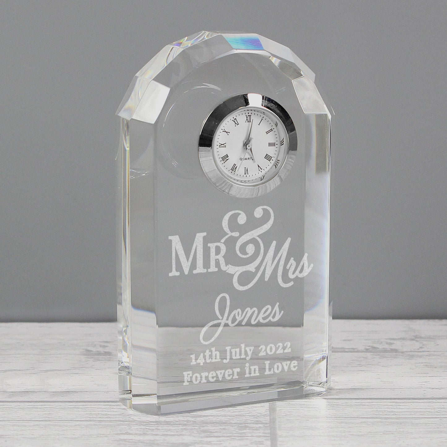 Personalised Mr & Mrs Crystal Clock from Heartfelt Gifts