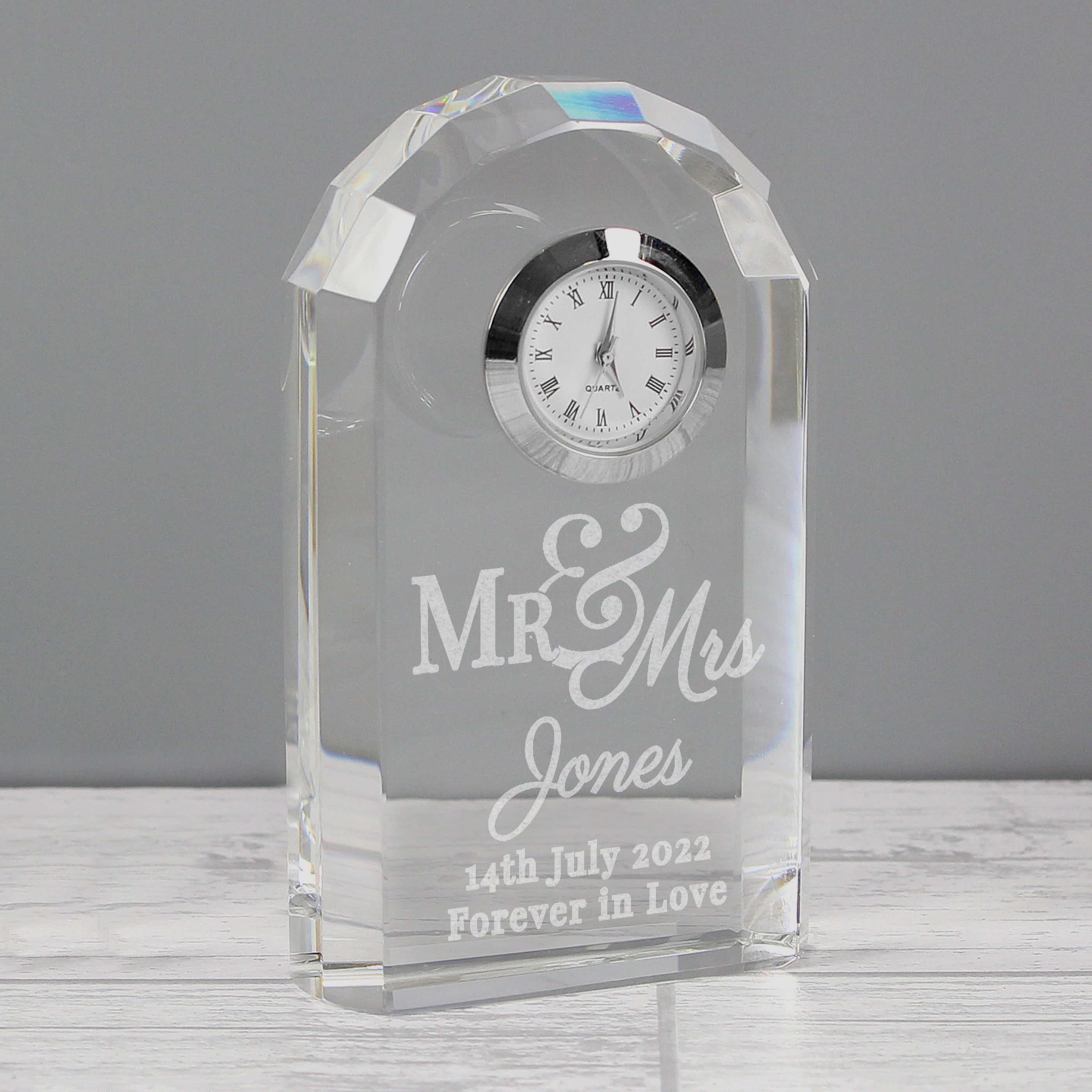 Personalised Mr & Mrs Crystal Clock from Heartfelt Gifts