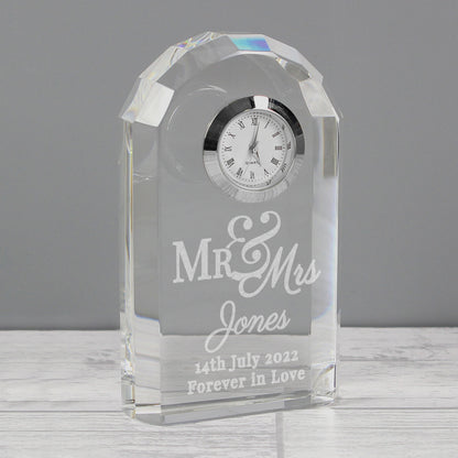 Personalised Mr & Mrs Crystal Clock from Heartfelt Gifts
