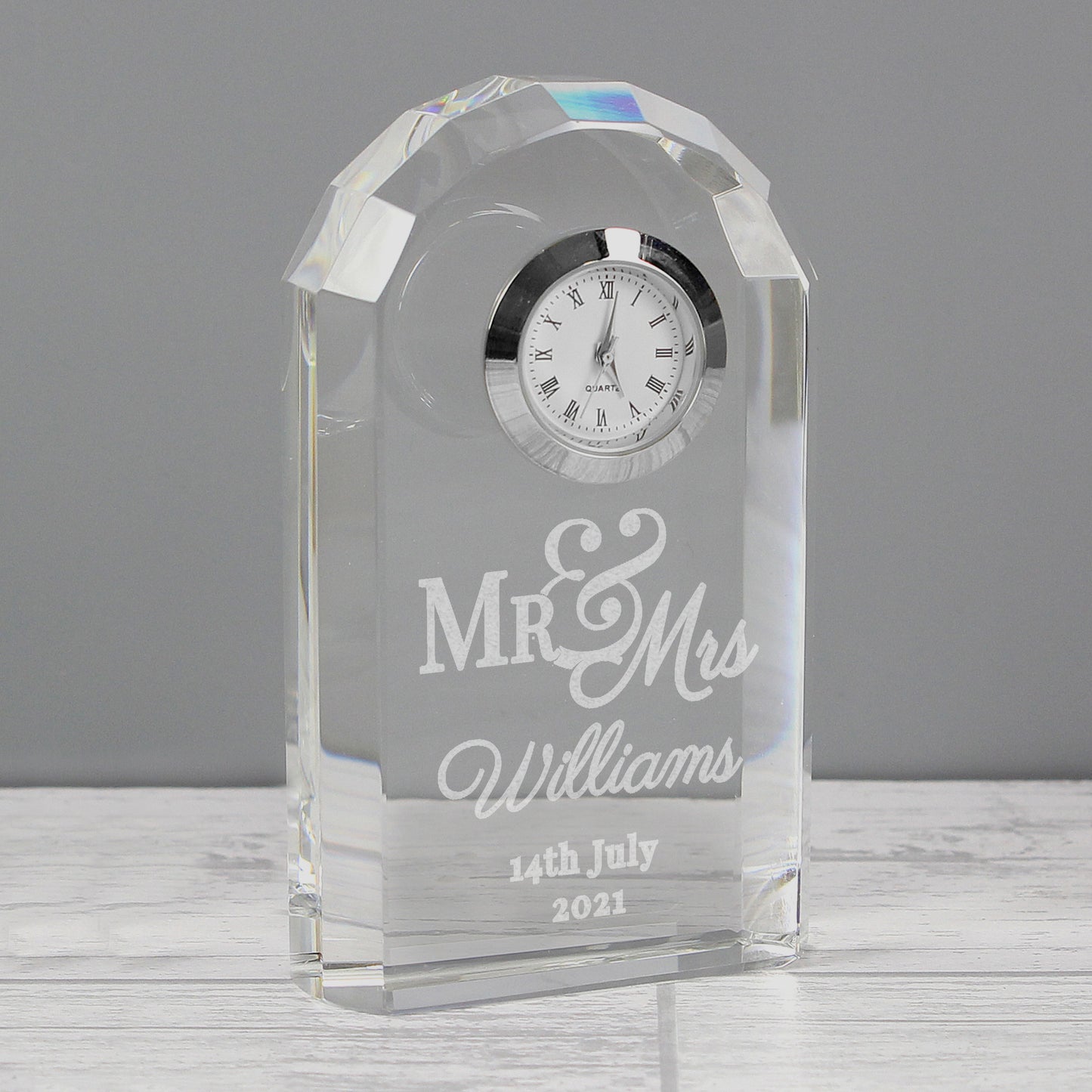 Personalised Mr & Mrs Crystal Clock - image 2