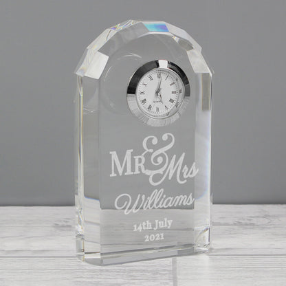 Personalised Mr & Mrs Crystal Clock - image 2