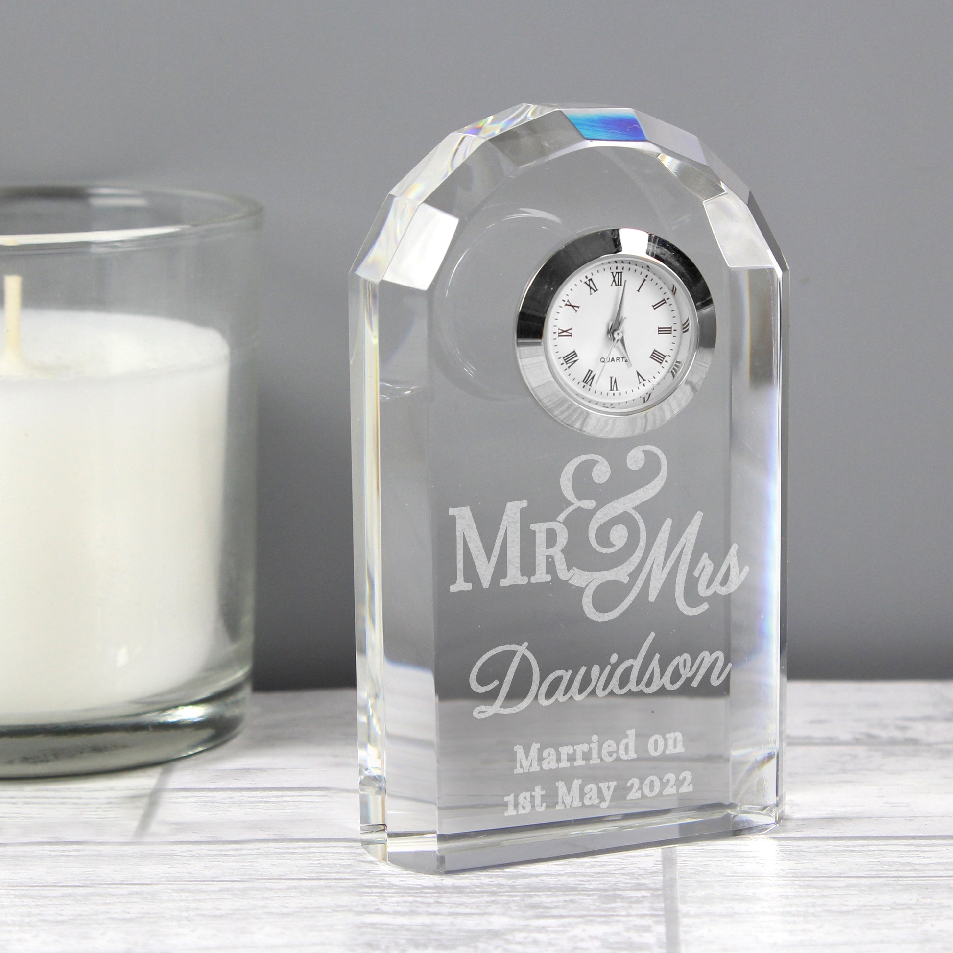 Personalised Mr & Mrs Crystal Clock - image 3