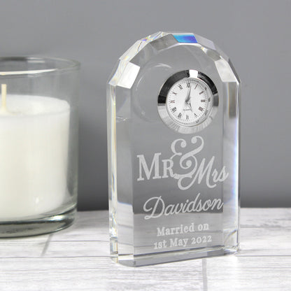 Personalised Mr & Mrs Crystal Clock - image 3