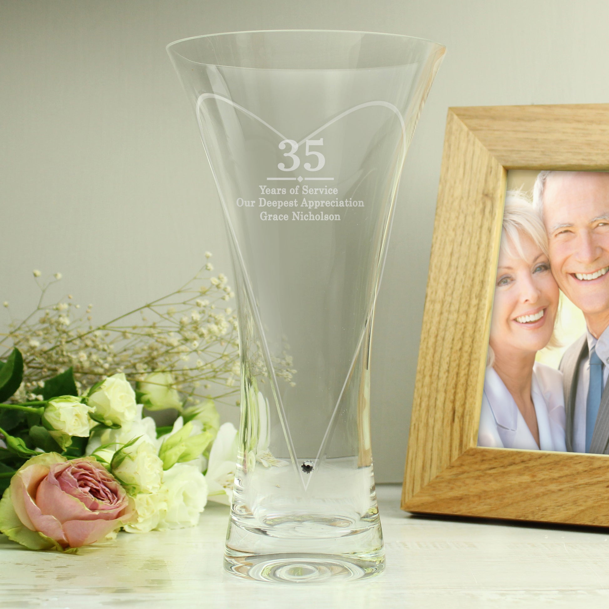 Personalised Special Year Diamond Effect Heart Vase - image 7
