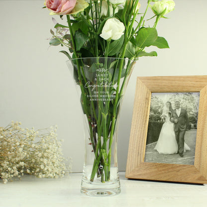 Personalised Free Text Botanical Hand Cut Diamante Heart Vase - image 2
