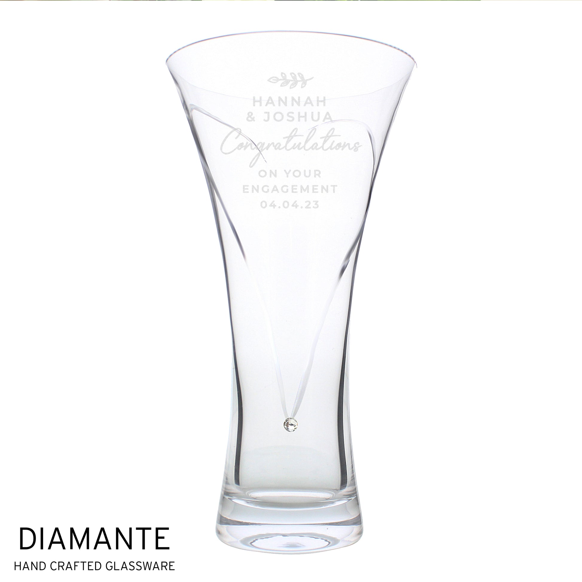 Personalised Free Text Botanical Hand Cut Diamante Heart Vase - image 5