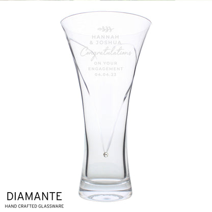 Personalised Free Text Botanical Hand Cut Diamante Heart Vase - image 5