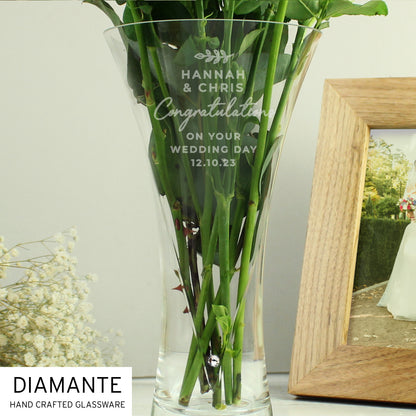 Personalised Free Text Botanical Hand Cut Diamante Heart Vase - image 7