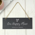 Personalised Our Happy Place Hanging Slate Plaque from Heartfelt Gifts