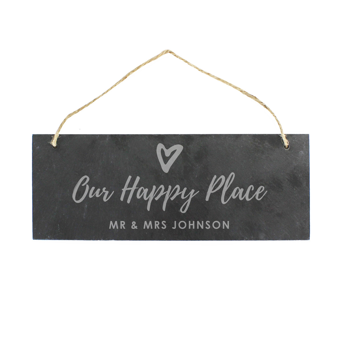 Personalised Our Happy Place Hanging Slate Plaque - image 2