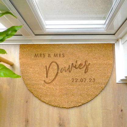 Personalised Couples Half Moon Indoor Doormat - image 2