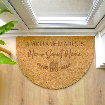 Personalised Home Sweet Home Half Moon Indoor Doormat from Heartfelt Gifts