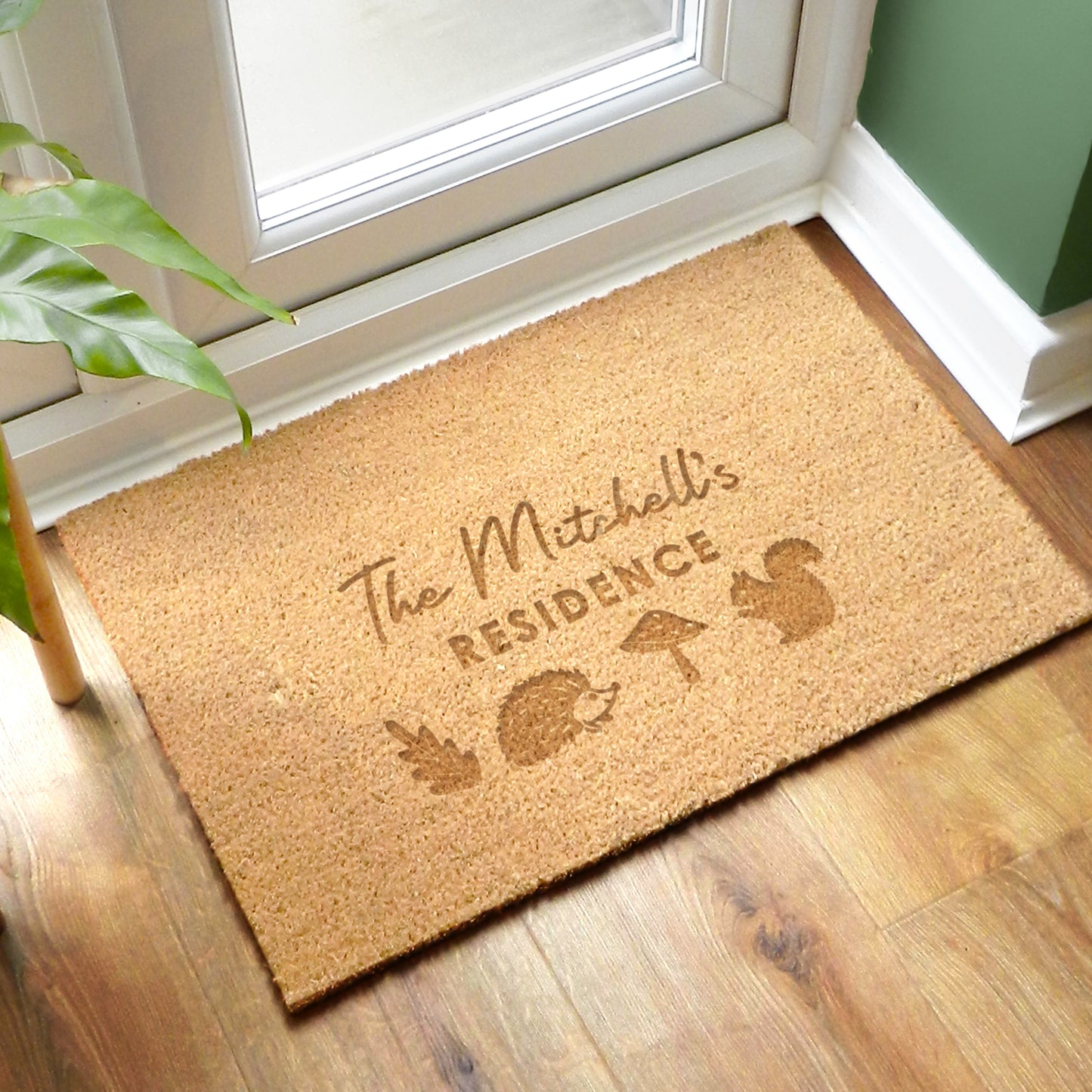 Personalised Autumnal Rectangle Coir Doormat – Autumn Housewarming Seasonal Gift