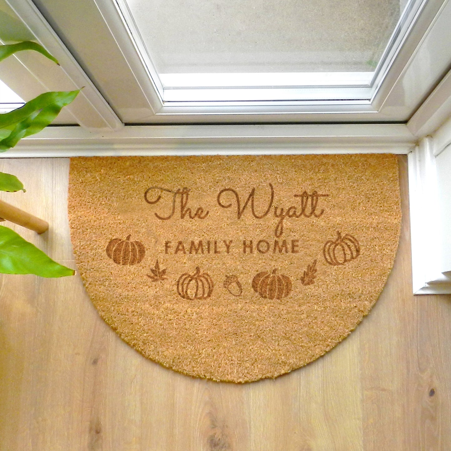 Personalised Pumpkin Half Moon Doormat – Autumn Halloween Housewarming Gift - image 2
