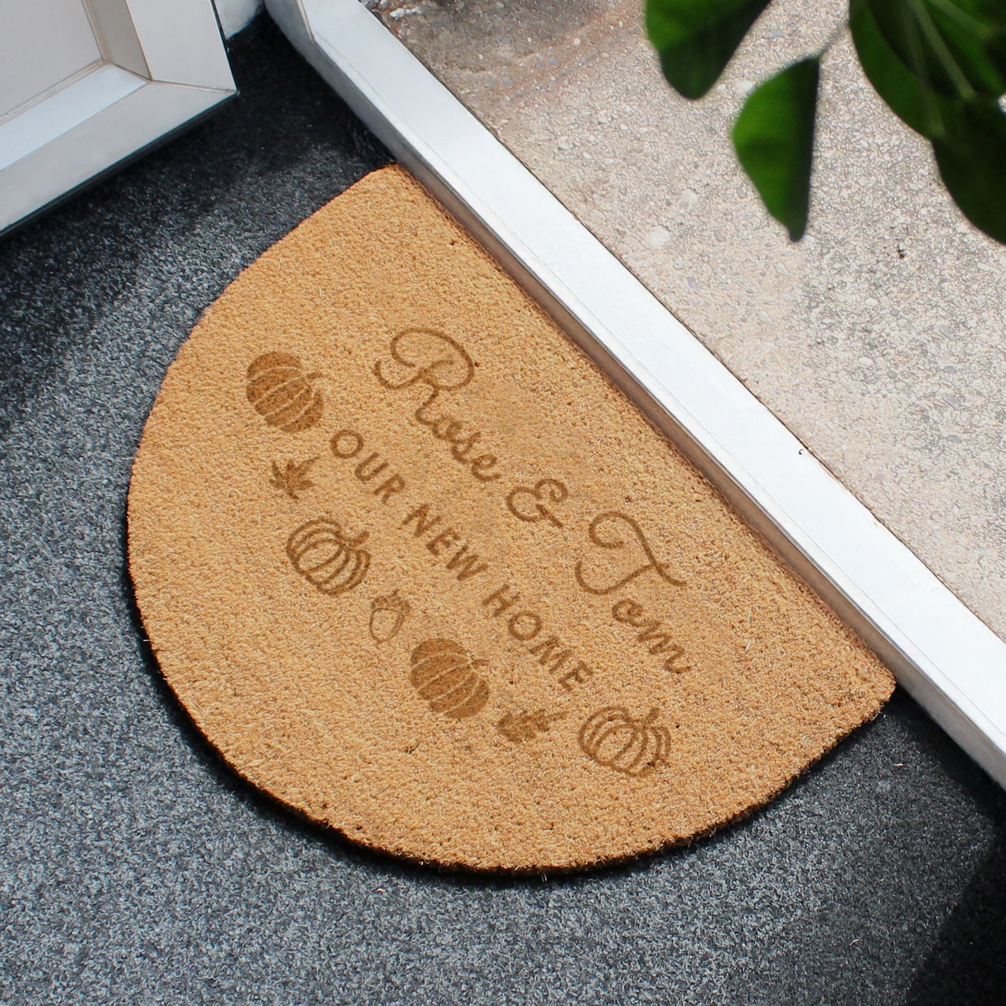 Personalised Pumpkin Half Moon Doormat – Autumn Halloween Housewarming Gift - image 3