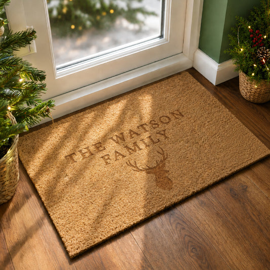 Personalised Stag Rectangle Indoor Doormat from Heartfelt Gifts