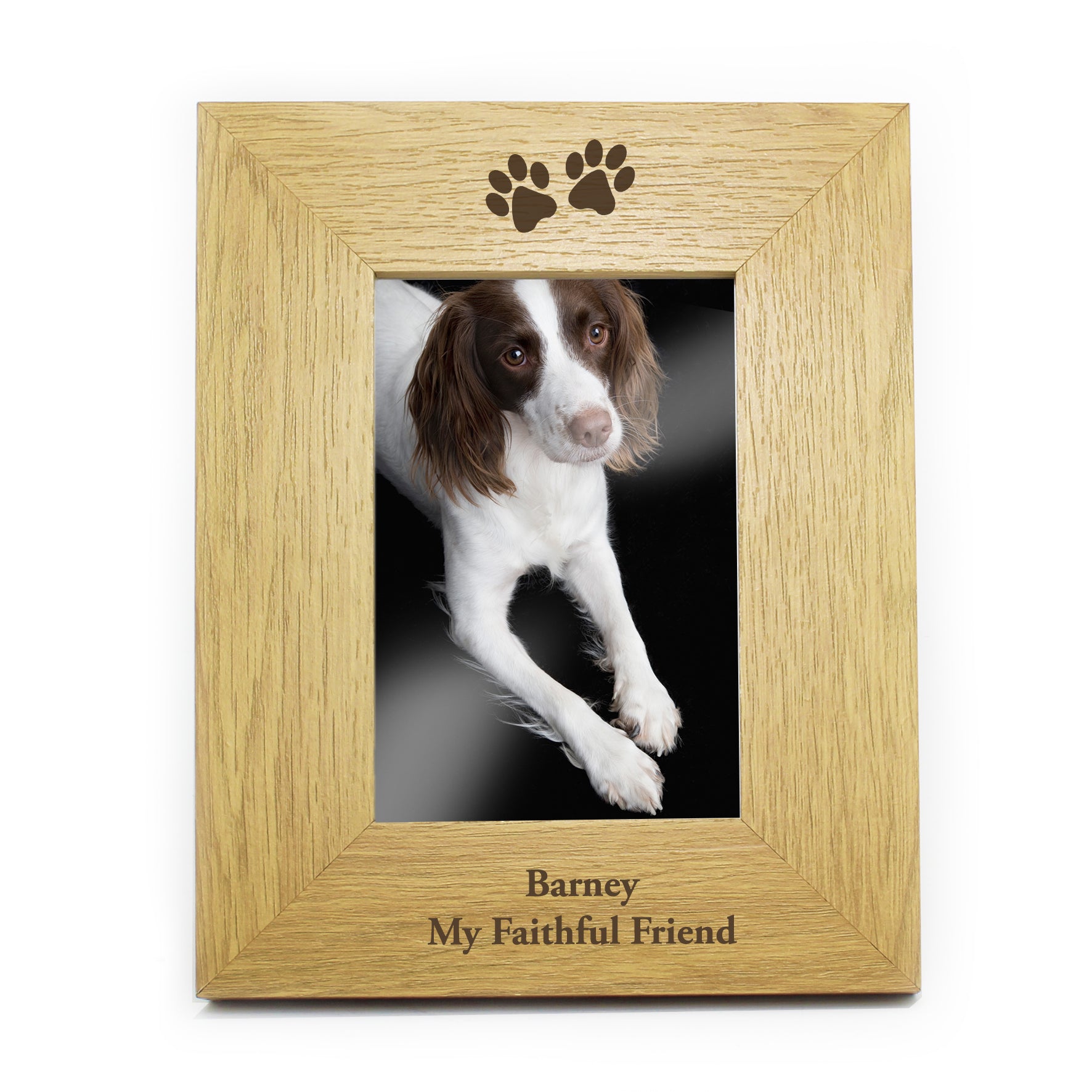 Personalised Oak Finish 6x4 Paw Prints Photo Frame - image 4