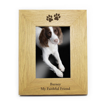 Personalised Oak Finish 6x4 Paw Prints Photo Frame - image 4
