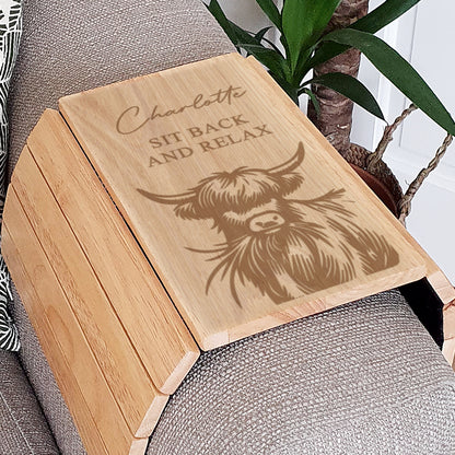 Personalised Highland Cow Sofa Tray from Heartfelt Gifts