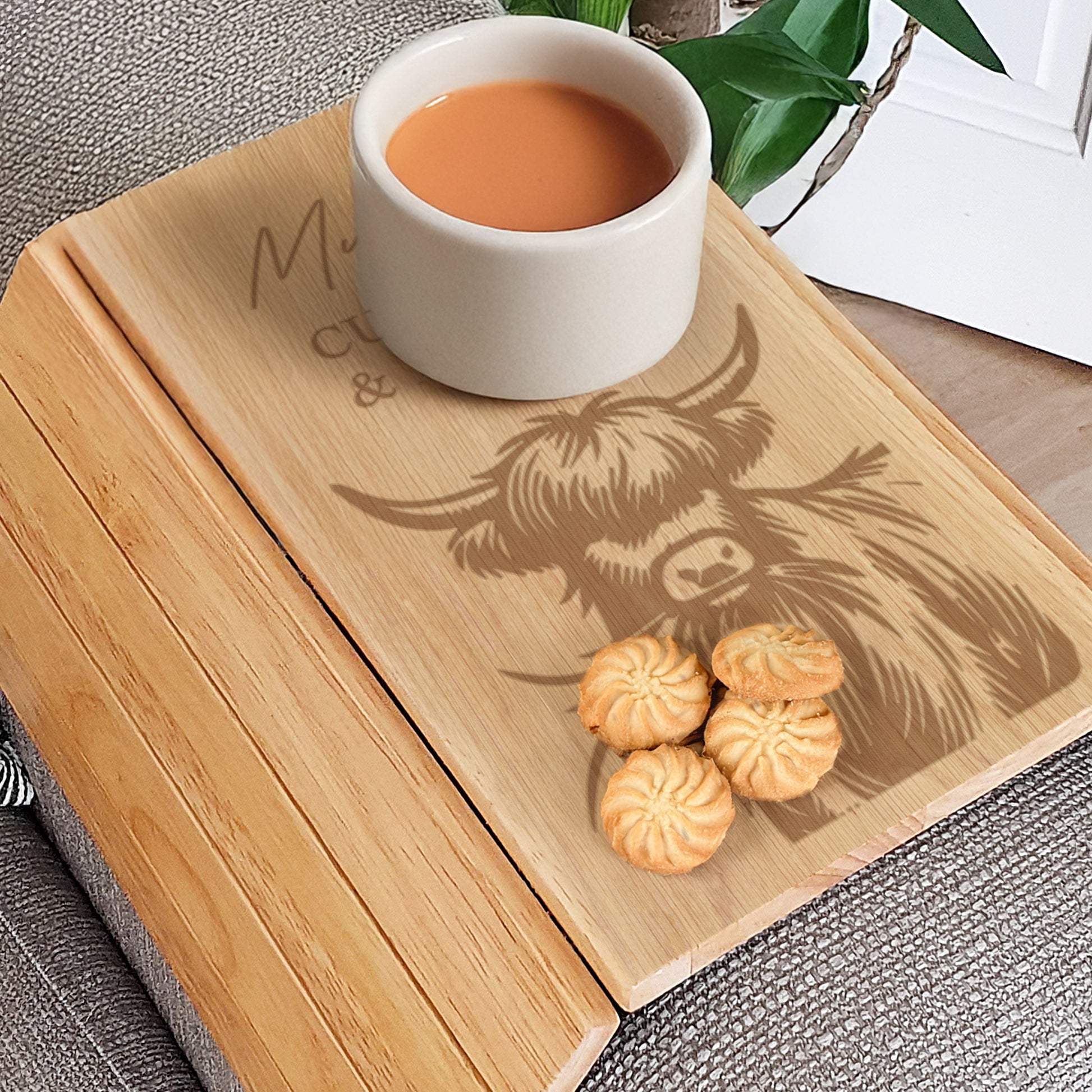 Personalised Highland Cow Sofa Tray - image 4