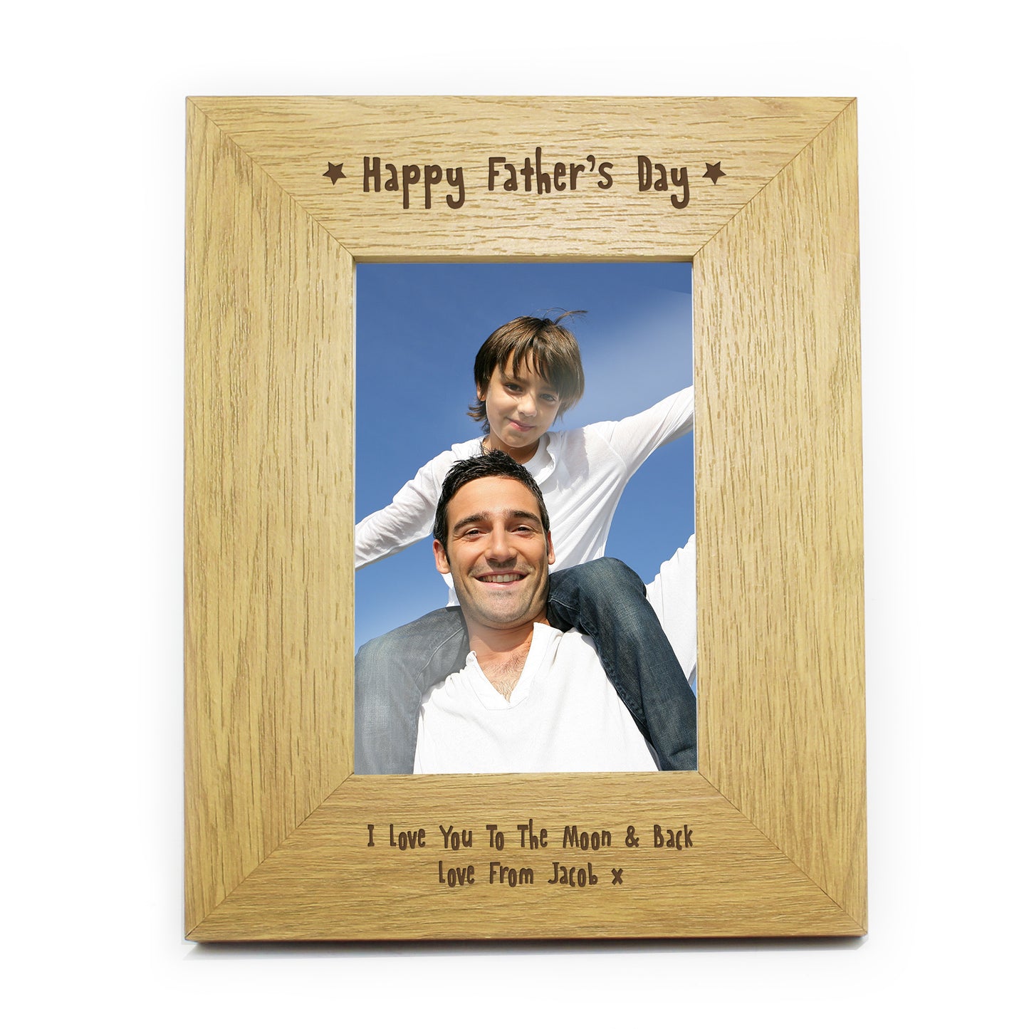 Personalised Oak Finish 6x4 Happy Fathers Day Photo Frame - image 2