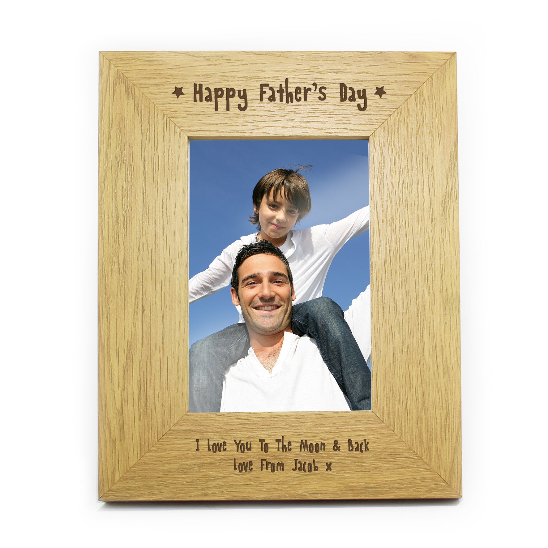 Personalised Oak Finish 6x4 Happy Fathers Day Photo Frame - image 2
