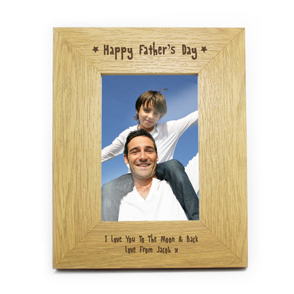 Personalised Oak Finish 6x4 Happy Fathers Day Photo Frame - image 2