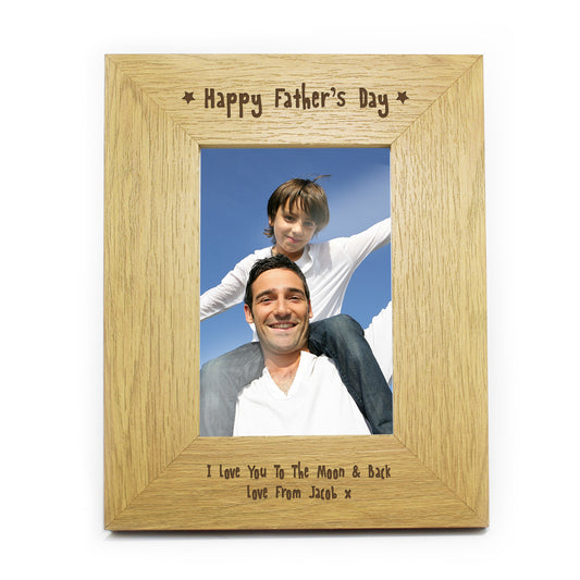 Personalised Oak Finish 6x4 Happy Fathers Day Photo Frame - image 2