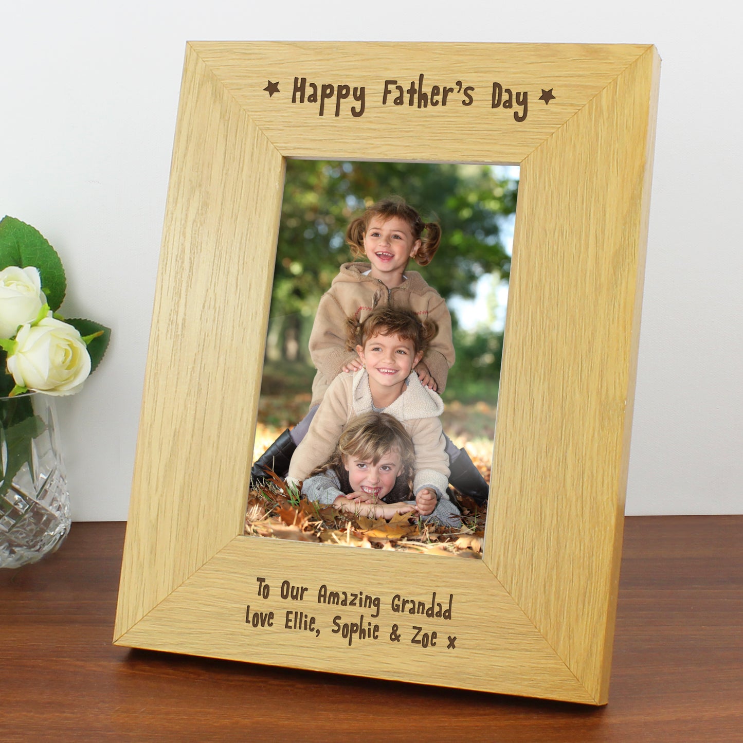 Personalised Oak Finish 6x4 Happy Fathers Day Photo Frame - image 3