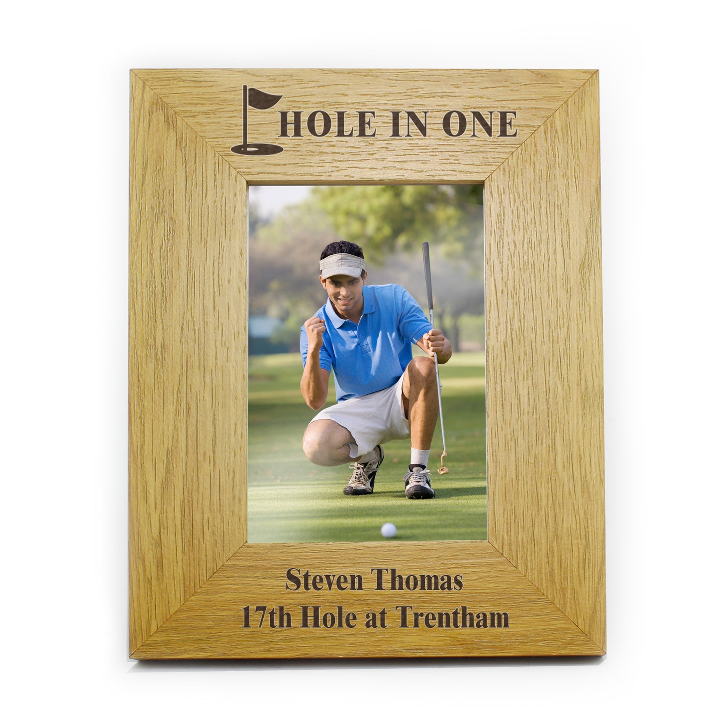 Personalised Oak Finish 6x4 Golf Photo Frame - image 2