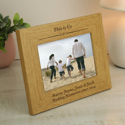 Personalised Formal 6x4 Landscape Oak Finish Photo Frame from Heartfelt Gifts
